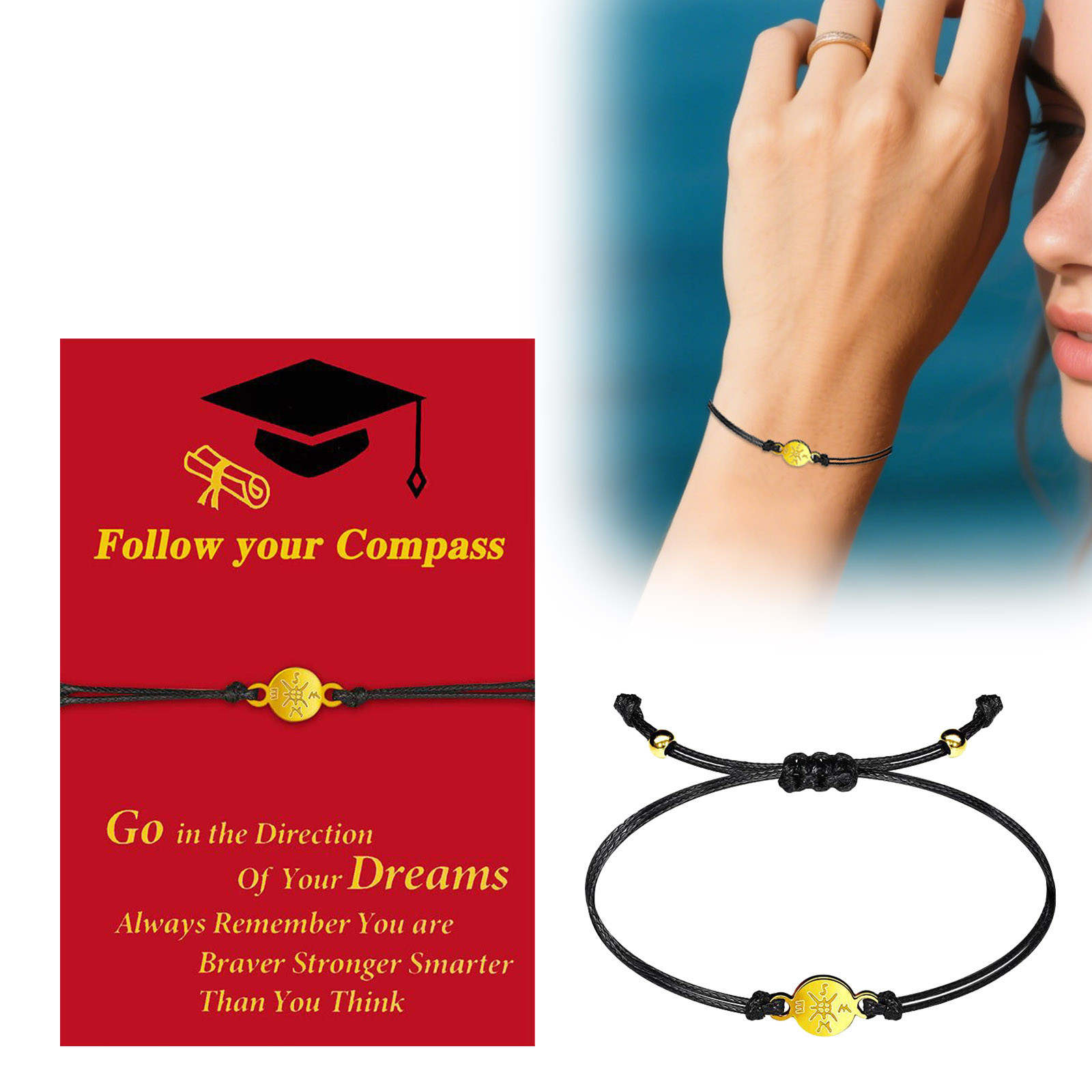 thumbnail image 2 of Pulsera de la tarjeta de la temporada de graduación Pulsera hueca de acero inoxidable de la línea de cera de la temporada de graduación, 2 of 2